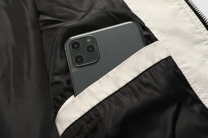 Men's Leather Bomber Jacket Windproof and rainproof Scorpion Embroidery Hooded Jacket PU Leather Winter, Drive