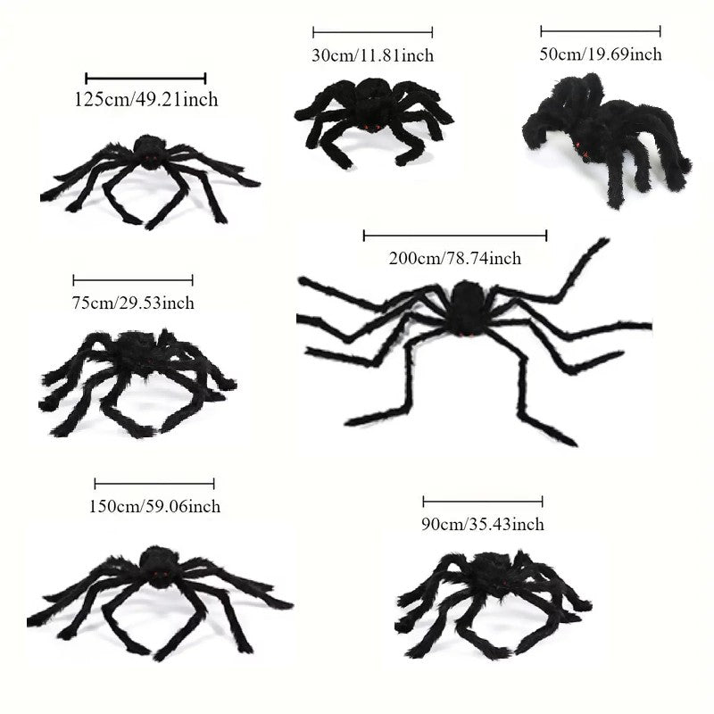 1/3pcs Giant Black Plush Spider Halloween Decorations Outdoor Scary Large Spiders Halloween Party Bar Haunted House Horror Props