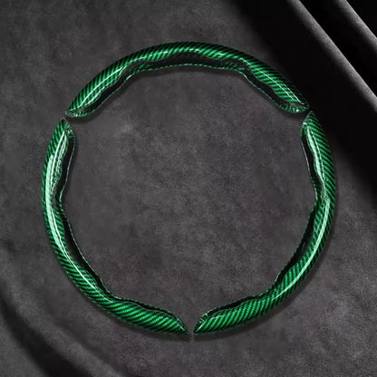 Capa de Volante de Carro 3 Peças Laser Fibra de Carbono Silicone 1K Couro de Microfibra PVC Reforçador de Volante Antiderrapante Universal