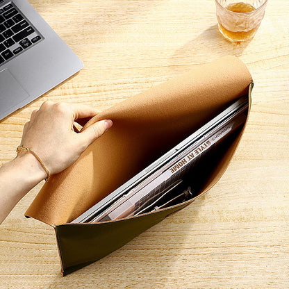 Business Office Luxury Document Bag PU Leather Custom Name Large Capacity A4 Paper File Bag Fashion Engrave Logo Storage Bags