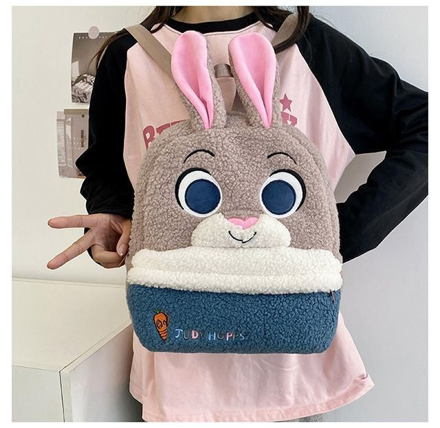 Mochila de pelúcia fofa Disney Nick e Judy, mochila de desenho animado ultraleve de grande capacidade, bolsa de boneca para estudantes, presente infantil