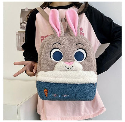 Mochila de pelúcia fofa Disney Nick e Judy, mochila de desenho animado ultraleve de grande capacidade, bolsa de boneca para estudantes, presente infantil