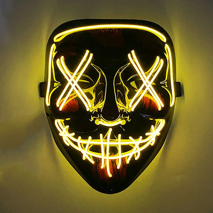 2026 Halloween Party Supplies Luminous LED Purge Mask Wireless EL Neon Light Full Face Mask Cosplay For Adult Glow In The Dark