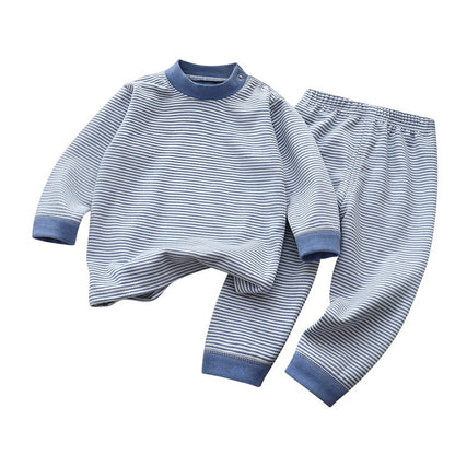 Retro Kids Thermal Underwear Set Wool Silk Dralon Winter Warm Pajamas Boys Girls Homewear Outfit