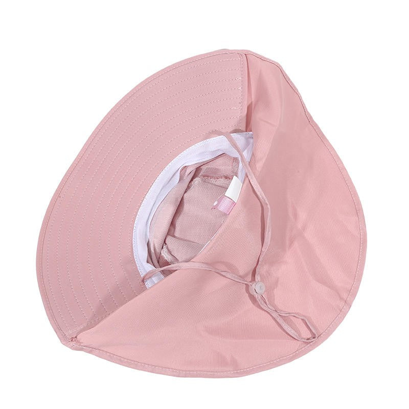 Chapéu de Proteção Solar de Verão Feminino, Viseira para Sol, Pesca, Caminhada, Viagem, Proteção de Pescoço, Lenço, Chapéu de Balde