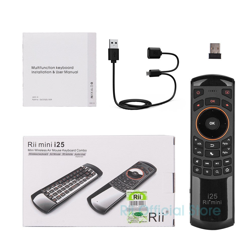 Rii i25 2.4G Mini Wirless Air Mouse Keyboard With IR Remote Control PC Teclado For Tablet Smart Android TV Box
