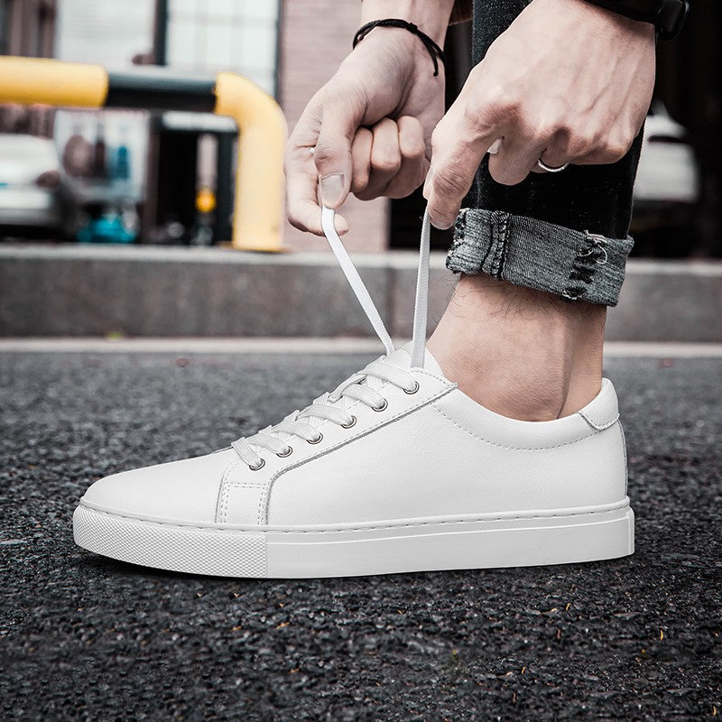 New Sneakers Men Shoes Genuine Leather Mens Casual Shoes Flat Male Footwear Fashion Black White Shoes Tenis Masculino Skateboard