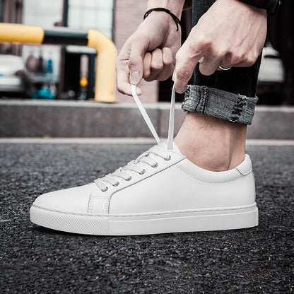 New Sneakers Men Shoes Genuine Leather Mens Casual Shoes Flat Male Footwear Fashion Black White Shoes Tenis Masculino Skateboard