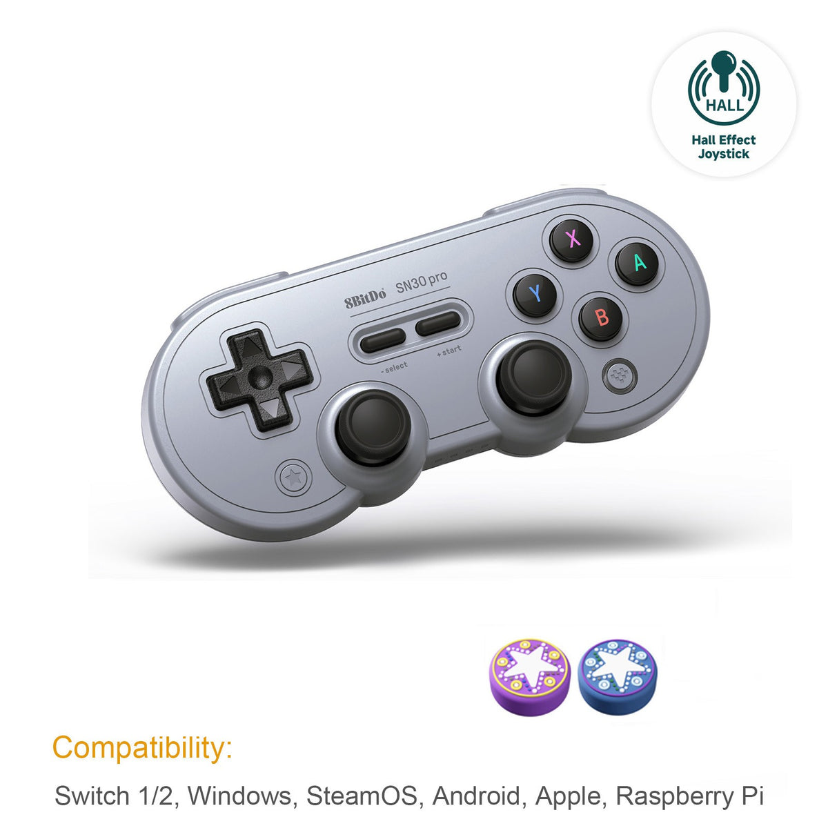 8Bitdo SN30 Pro Bluetooth Wireless Gaming Controller with Hall Effect for Switch 2 MacOS Android Raspberry Pi Windows Steam Deck
