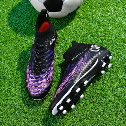 New Men Soccer Shoes Long Spikes Outdoor Sport Training Football Boots Cleats Adult Non Slip Boys Breathable Match Comfortable