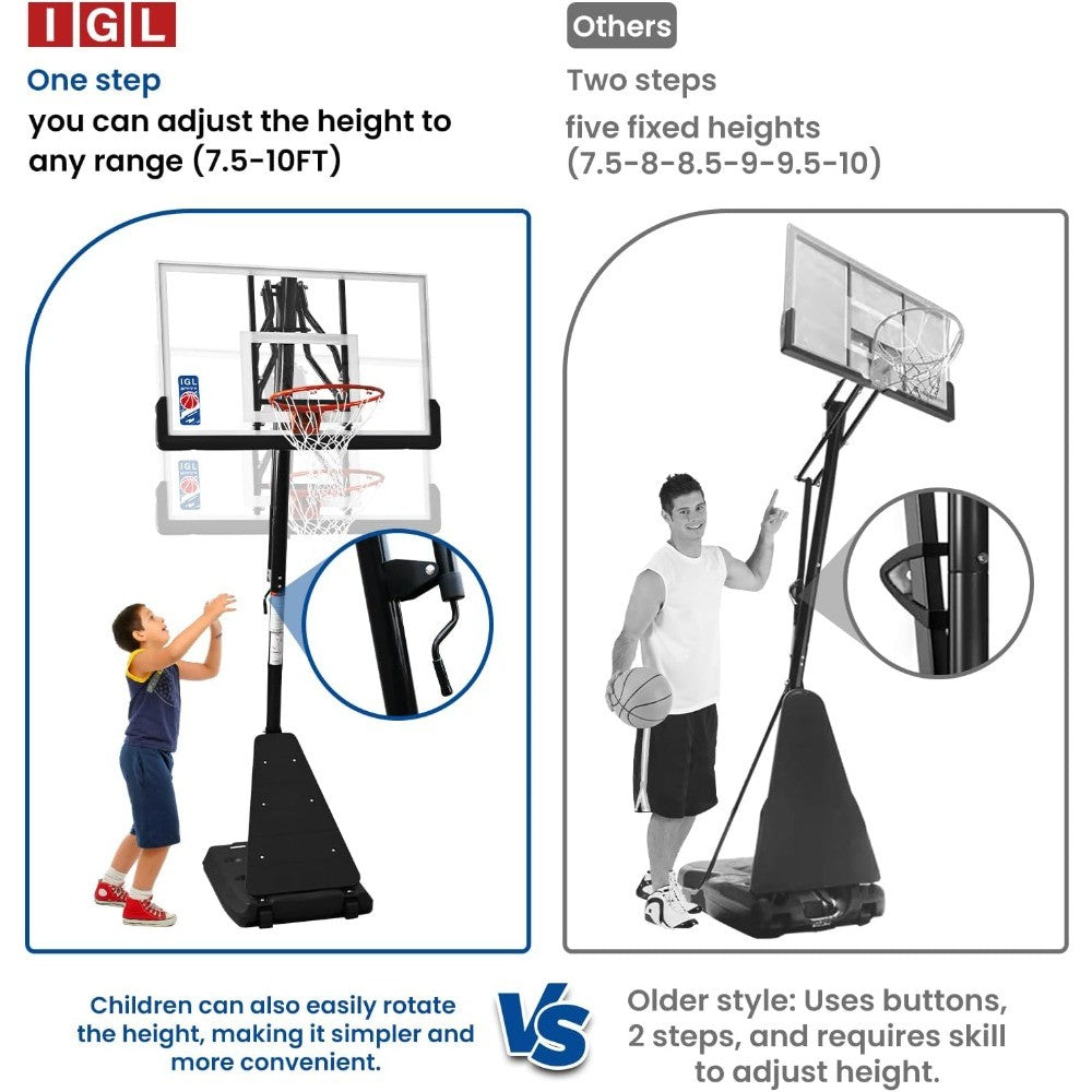 Basketball Hoop Outdoor with 52 Inch Shatterproof Backboard, 10FT Height Portable Basketball Hoop Outdoor, Adjustable Basketball