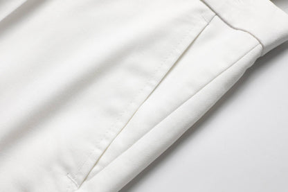 Men's Three-Piece White Suit, Anti-Wrinkle, No-Iron, Anti-Stick Fur Business Formal Suit, Four-Season Workplace Work Clothing Dr