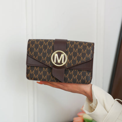 Women's retro shoulder bag, simple small square bag with printed lettering, stylish crossbody bag