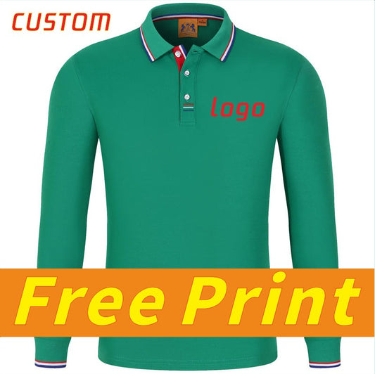 Men's and women's breathable cotton long sleeved polo shirts, T-shirts, printed logos, embroidered work clothes, customized