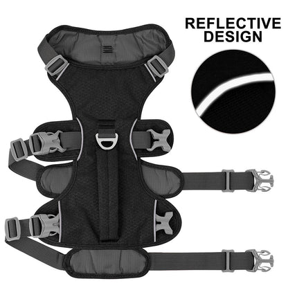 Coleira Peitoral de Nylon Anti-Fuga para Cães Colete Durável Reflexivo para Cães com Alça Ajustável para Cães Pequenos, Médios e Grandes, Pug