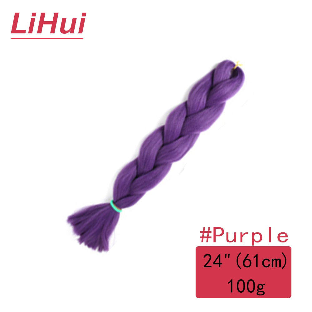 Cabelo Sintético Trança Jumbo 24 Polegadas Ombre Jumbo Extensão de Cabelo para Mulheres Tranças DIY Roxo Rosa Amarelo Cinza Lihu