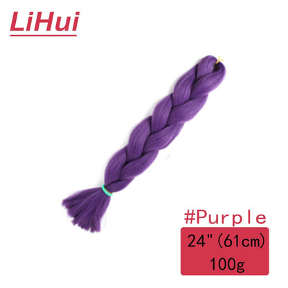 Cabelo Sintético Trança Jumbo 24 Polegadas Ombre Jumbo Extensão de Cabelo para Mulheres Tranças DIY Roxo Rosa Amarelo Cinza Lihu
