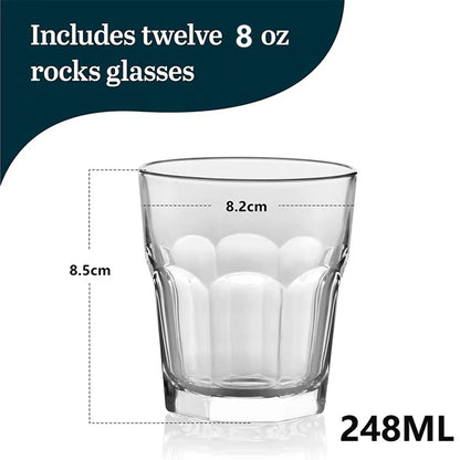 HeY Lilac Copos de Uísque 4Pcs de Vidro Transparente Clássico para o Dia a Dia Copos de Água Copos de Coquetel Conjunto de Copos de Dose de Uísque
