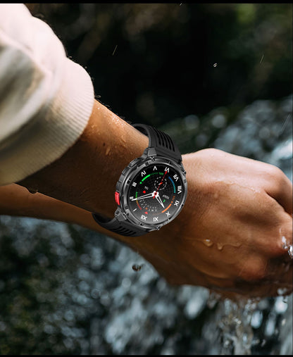 2026 New 1.7-inch Military sports SmartWatch 1100mAh large battery Outdoor compass flashlight 5ATM waterproof BT Call SmartWatch