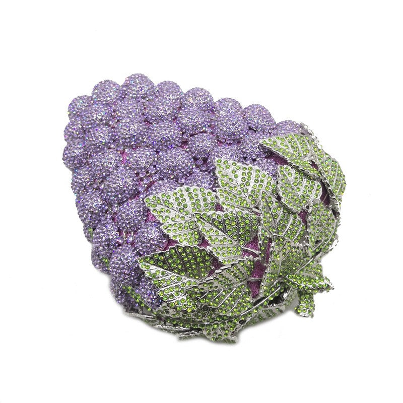 Fashion Grape Crystal Bags Purse Purple Designer Women Party Clutches Mini Clutch Bags Drop Shipping Wedding Bridal Handbags