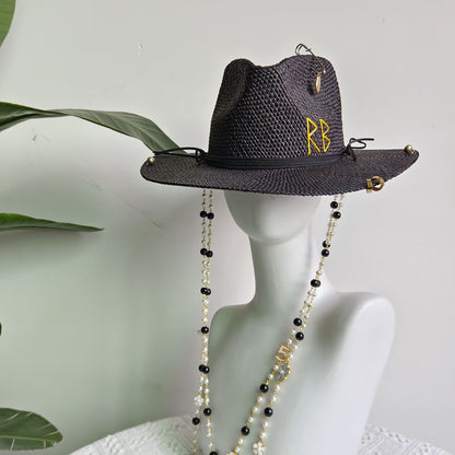 Chapéu de Palha Corrente Punk 2023 Novo Chapéu de Sol Acessórios Corrente Dourada Jazz Hip Hop Chapéu de Verão Estilo Punk Chapéu de Praia Chapéu de Igreja