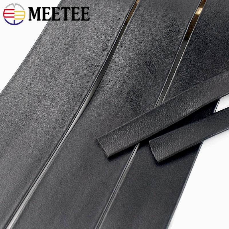5Meters 3-50mm Black PU Leather Cords Soft Ribbon Band Bag Strap Webbing Necklace Jewelry Decor Tape DIY Sewing Accessories