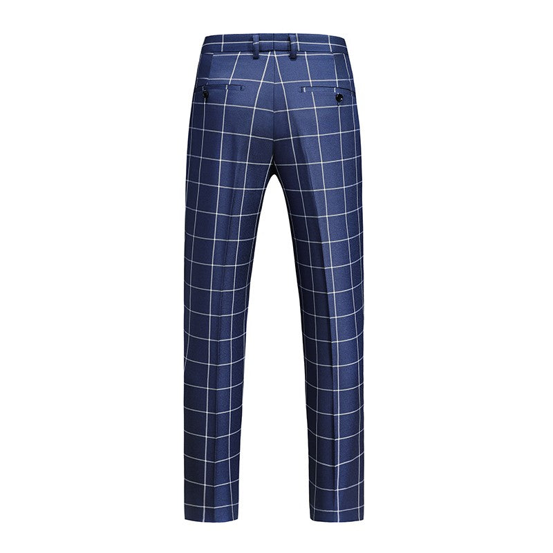 Fashion Male Business Social Suit Pants Black / Blue / Burgundy Men Wedding Plaid Dress Trousers