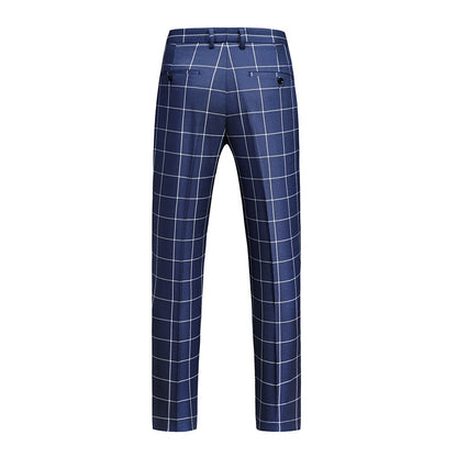 Fashion Male Business Social Suit Pants Black / Blue / Burgundy Men Wedding Plaid Dress Trousers