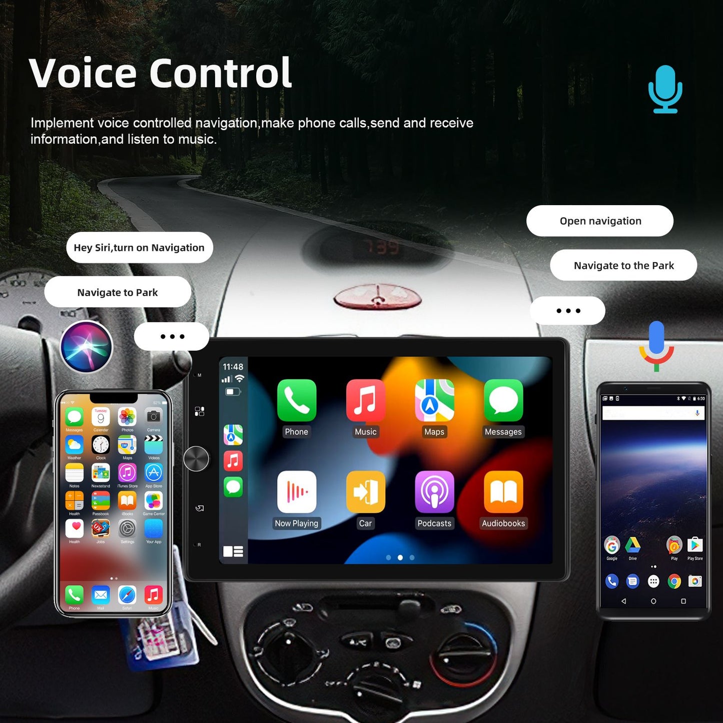 Podofo 10.4" Wireless CarPlay MP5 Player 1din Universally Rotation Car Multimedia Player Wireless Android Auto Car Radio Stereo