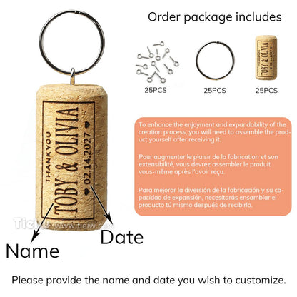 Custom Wine Cork Keychain,Handmade Wine Enthusiast Gift,Personalized Key Holder,Wedding Favor,Unique Souvenir,Eco-Friendly Gift