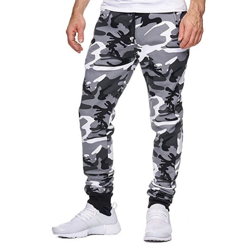 2025 Trousers Autumn And Winter New Men's Casual Camouflage Waist Drawstring Large Size Solid Color Sports Jogging Pants