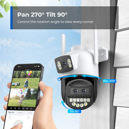 BESDER 12MP 6K PTZ Wifi Camera Dual Lens 8X Digital Zoom AI Human Detection Outdoor 8MP CCTV IP Camera Security Protection iCSee