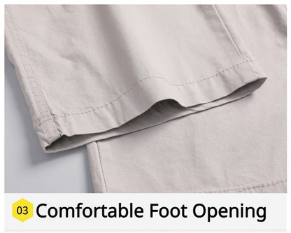 Calças Casuais Masculinas, Calça Cargo de Algodão para Primavera e Outono, Calça Esportiva Grande Plus Size, Calça Reta Solta Masculina com Cintura Elástica