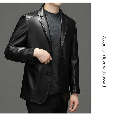 2025 Autumn Winter Men's Genuine Leather Blazers Jackets Slim Fit Suits Coats Business Casual Genuine Leather Suits Jackets Male