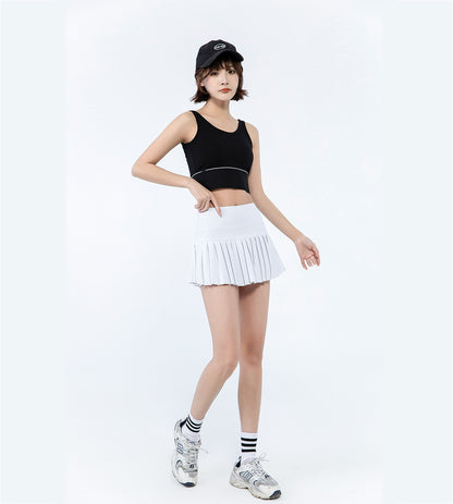 fashionable summer sports shorts women's pleated skirt anti glare short skirt running outdoor fitness breathable tennis skirt