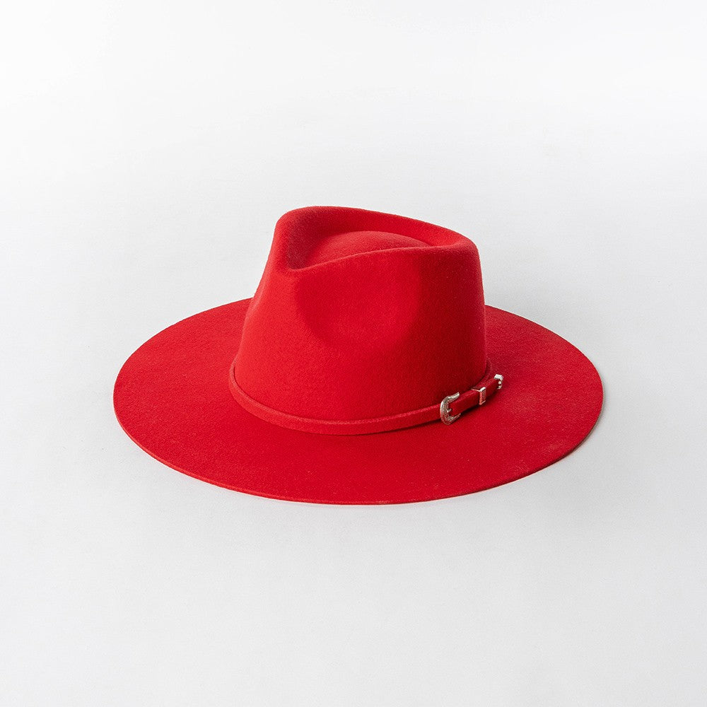 Chapéu Fedora de Feltro 100% Lã Australiana com cinto de feltro e aba larga de design moderno
