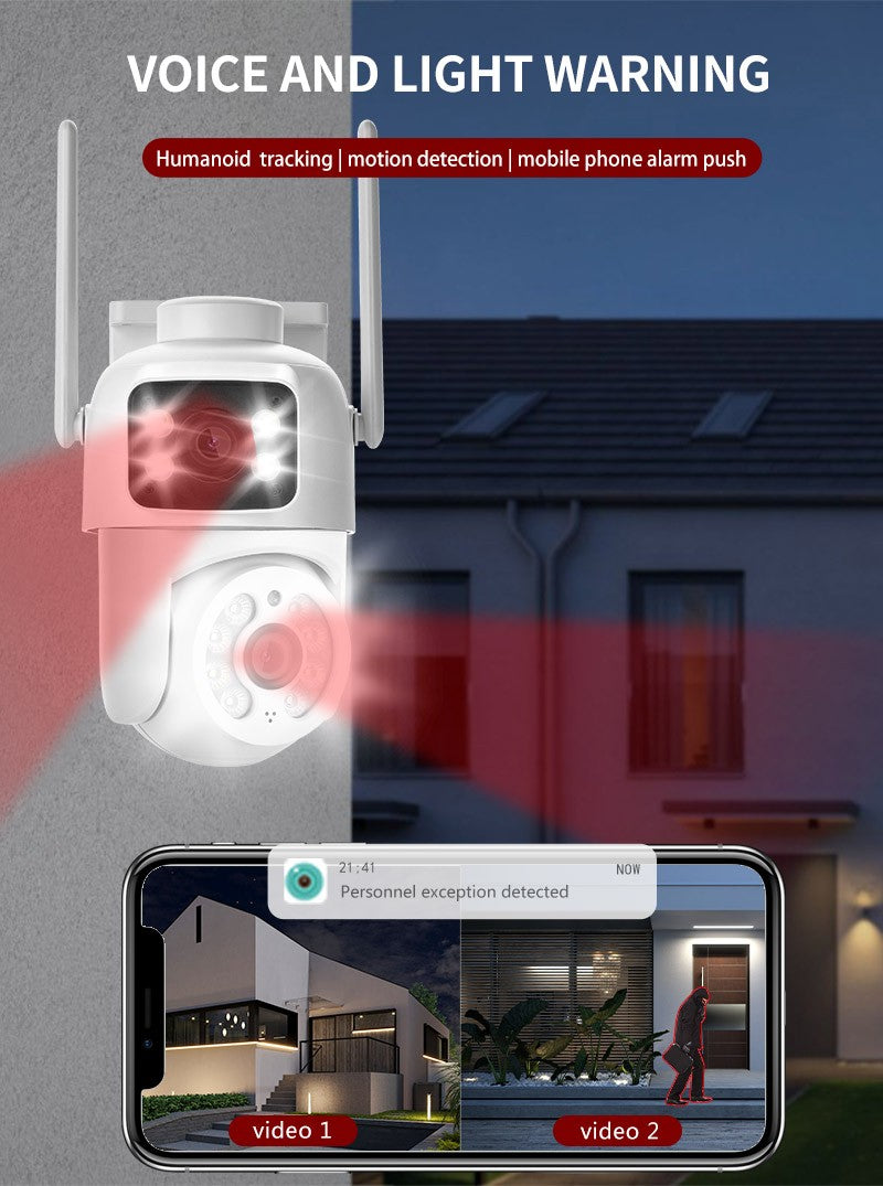 8MP 4K PTZ Wifi Camera Dual Lens with Dual Screen Ai Human Detect Auto Tracking Outdoor Surveillance Security Camera Icsee