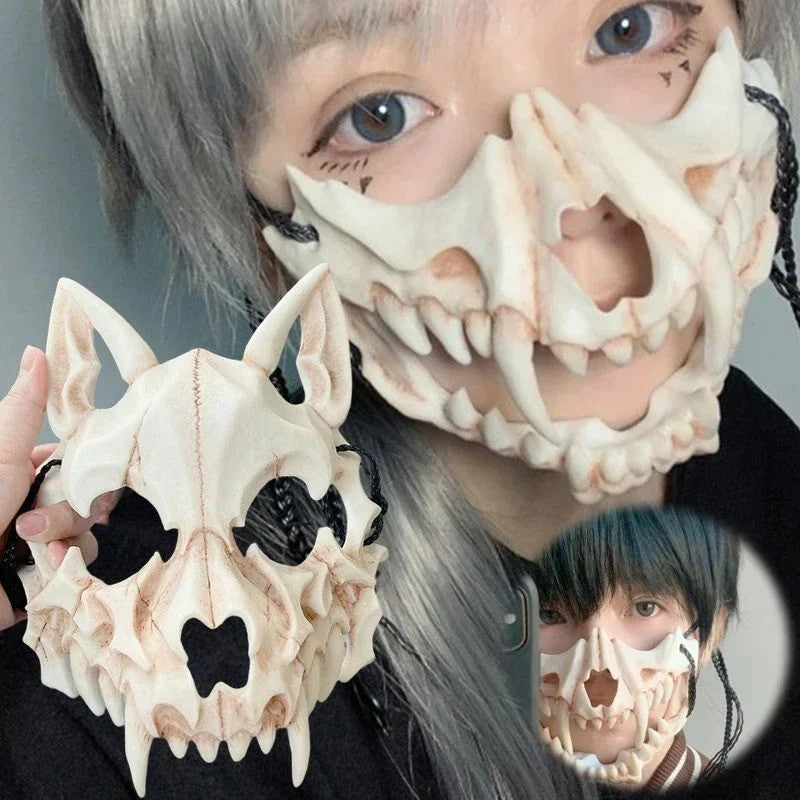 Halloween Half Face Mask Popular Dragon God Fierce Tiger Night Dog Man Wolf Costume Skull Performance Mask Mask Deadpool Terror