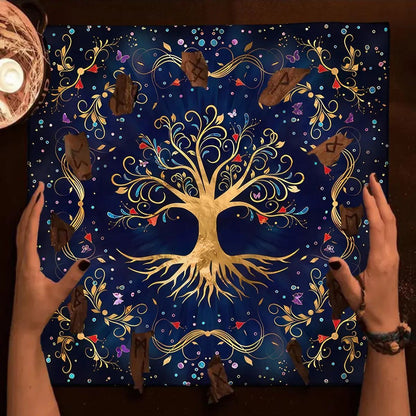 Colorful Tree Of Life Tarot Card Tablecloth Altar Cloth Pagan Pendulum Witchcraft Astrology Oracle Card Pad Divination Tools