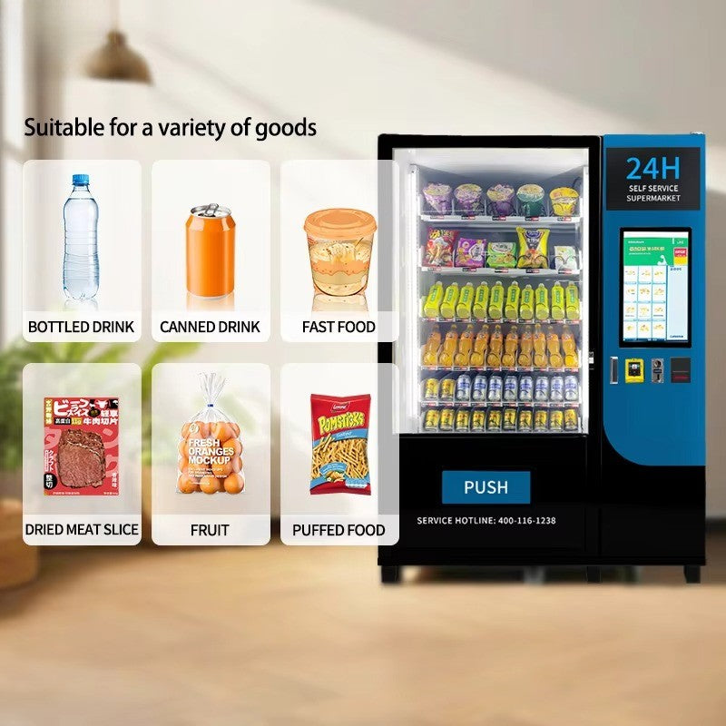 High Capacity Vending Machine Energy Efficient Smart Combo Machine for Libraries with Quiet Operation Mode Snack Vending Machine
