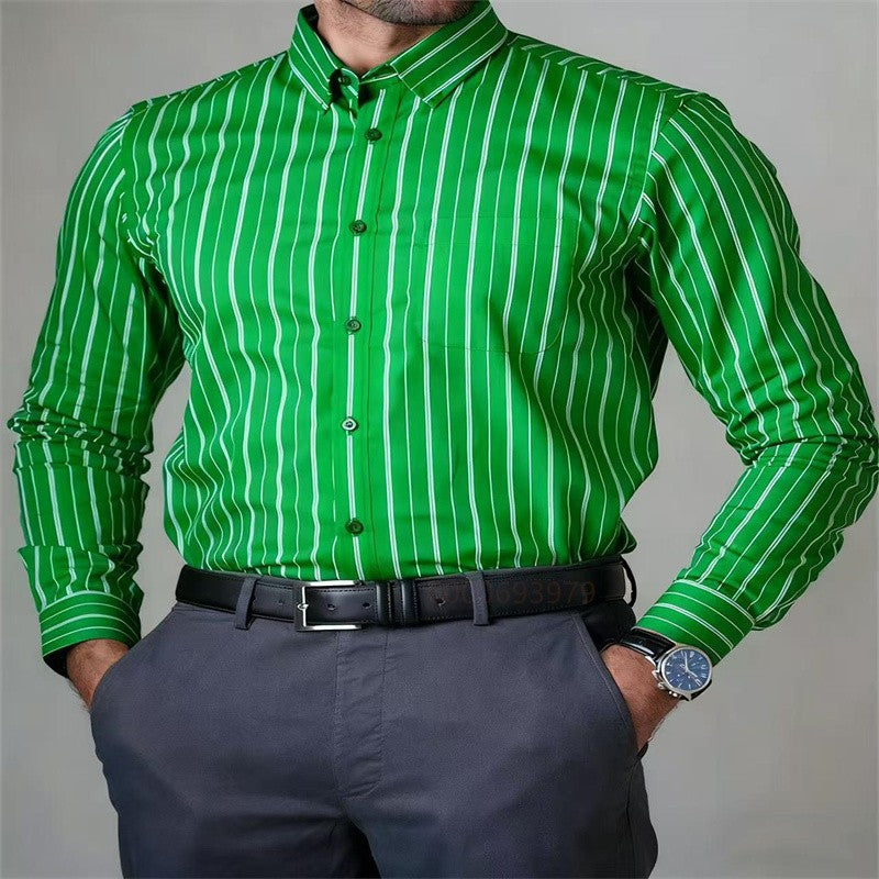 New Men's Striped Casual Shirt Fashion Durable Long Sleeve Business Formal Shirt Comfortable Soft Designer