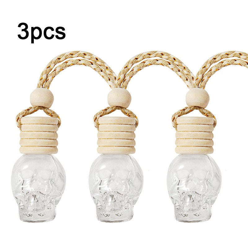 Car Skull Perfume Bottle Ornament Aromatherapy Essential Oil Bottle Hanging Auto Air Freshener Decoration Interior for Home
