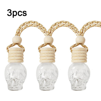 Car Skull Perfume Bottle Ornament Aromatherapy Essential Oil Bottle Hanging Auto Air Freshener Decoration Interior for Home