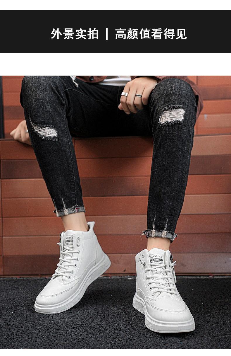 Versatile and trendy high-top shoes, white sneakers, outdoor light and casual shoes, student sports shoes, men's running shoes