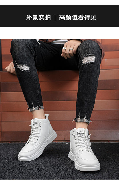 Versatile and trendy high-top shoes, white sneakers, outdoor light and casual shoes, student sports shoes, men's running shoes