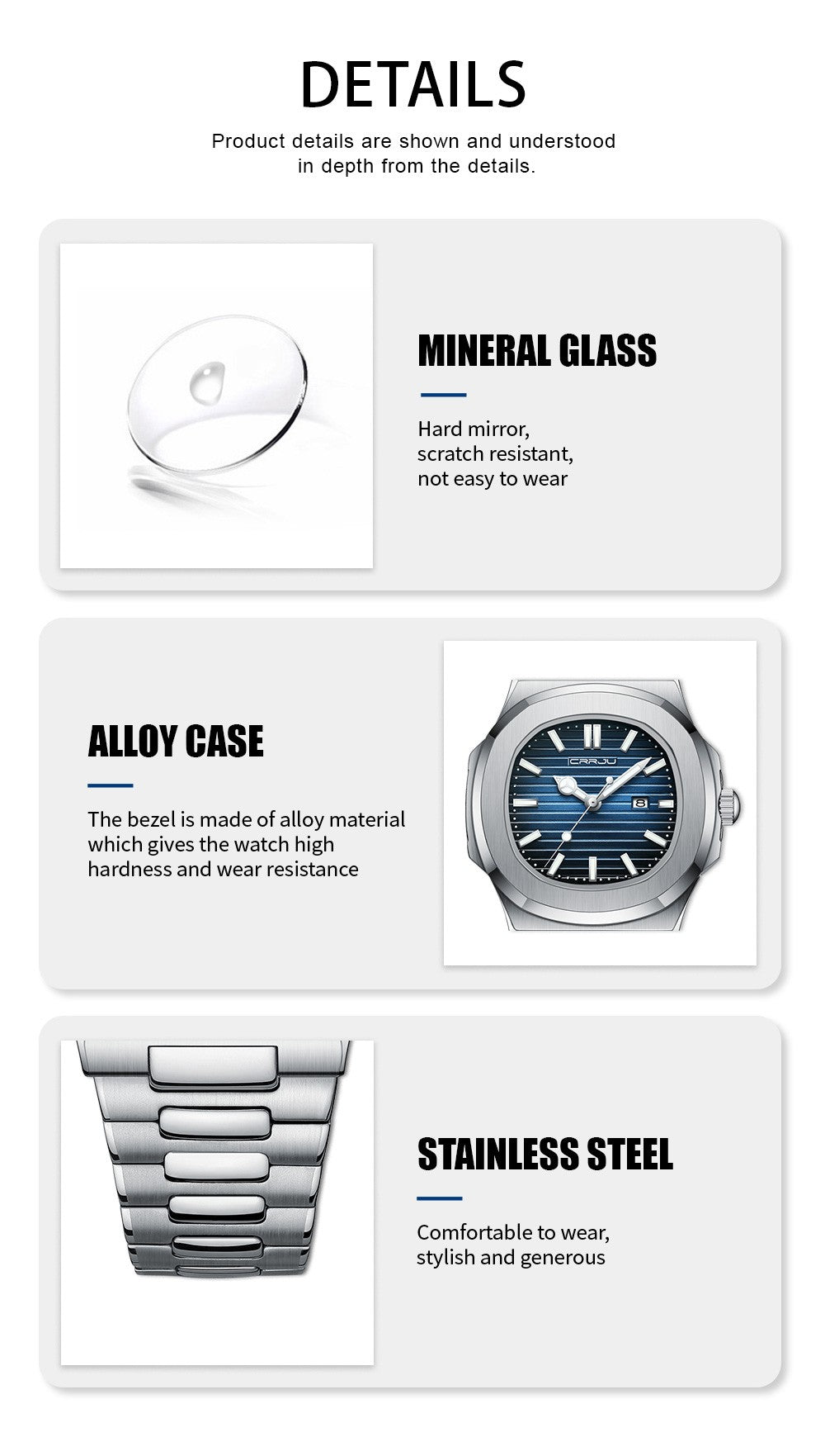 CRRJU  Men Watch 2024 Luxury Top Brand Quartz Watches Business Simple Ultra Thin Luminous Wristwatch Men's Clock Reloj Hombre