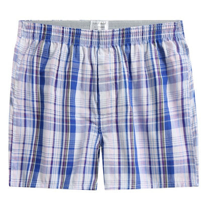 4Pcs Boxer Men Underwear Cotton Man Short Breathable Plaid Woven Shorts Boxer Male Underpants Plus Size Pajamas Sleep Bottoms