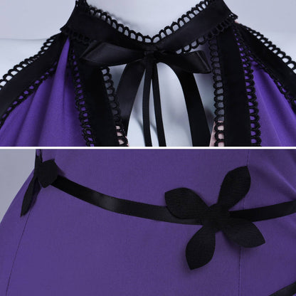FF7 Remake Tifa Lockhart Purple Dress, Anime Game Roleplay Outfit for Halloween Comic Con