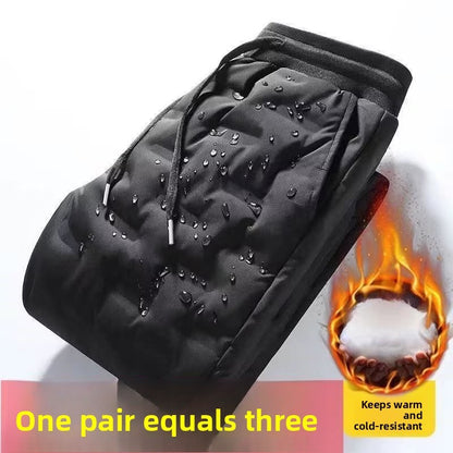 Calças Masculinas de Algodão com Penugem Corta-Vento Impermeáveis Quentes Esportivas de Inverno Soltas para Neve Longas Jovens Casuais Modernas ...