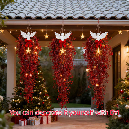 3pcs Artificial Hanging Plants Garland Plastic Red Ferns Fake Ivy Plant for Christmas Home Wedding Table Party Garden Decoration